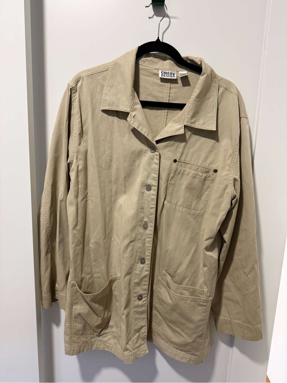 Chico's Beige Utility Jacket with Patch Pockets